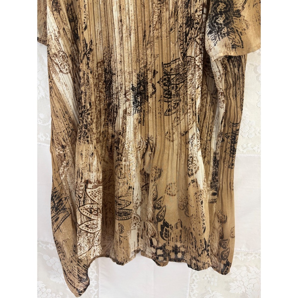 Brown Earth Tone Boho Western Whimsy Button Front Flowy Blouse Size 3X - Picture 14 of 16